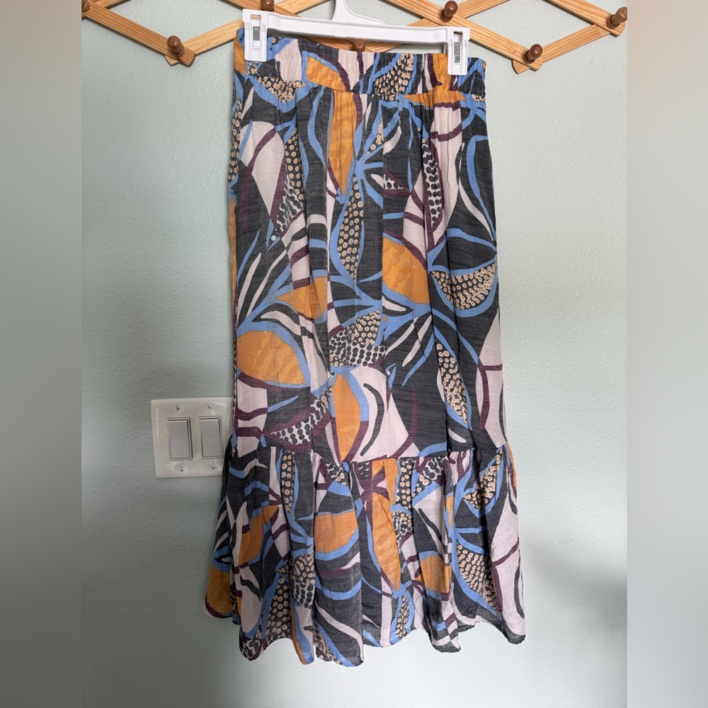 Bright Elastic Waist Funky Multicolored maxi skirt Lined Medium EUC